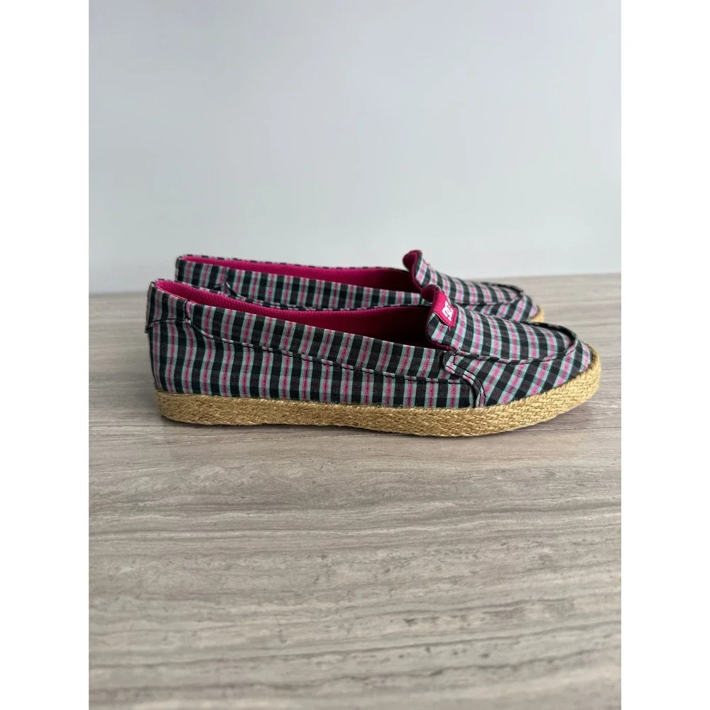 DC Y2K Shoes Slip On Villainess Jute Plaid Green Pink Women 8.5 Skate Streetwear